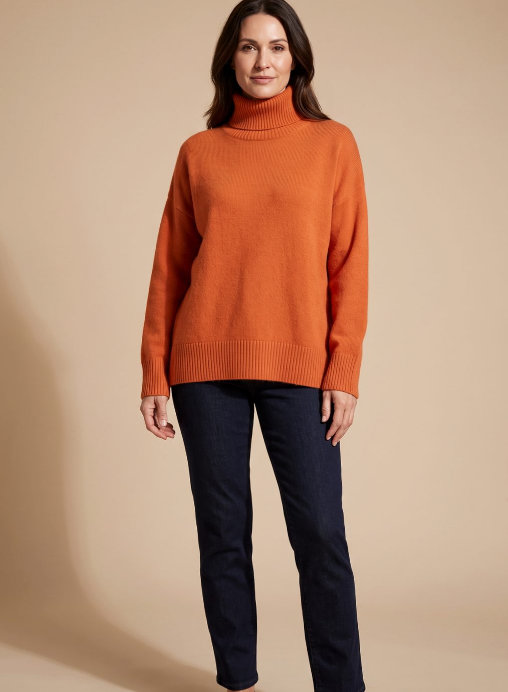 Dam oversize polokrage stickad tröja långärmad