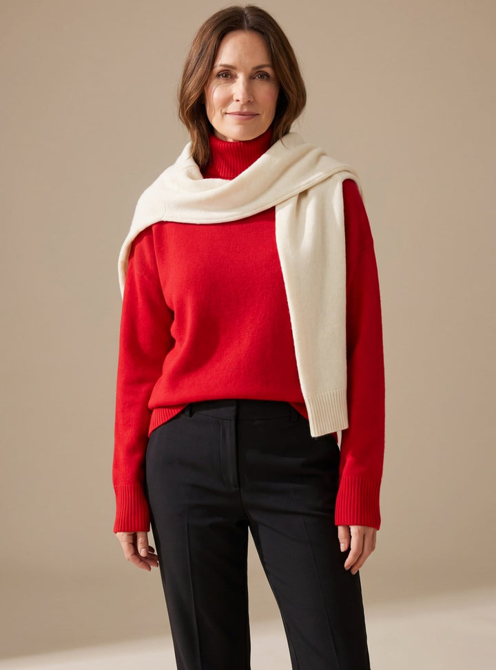 Dam oversize polokrage stickad tröja långärmad