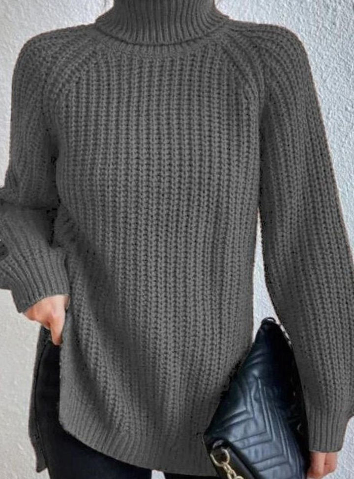 Dam oversize polokrage stickad tröja med lös passform
