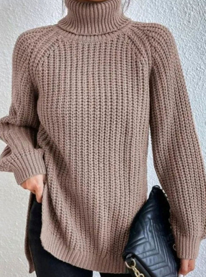 Dam oversize polokrage stickad tröja med lös passform
