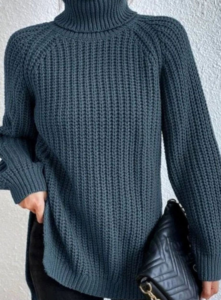 Dam oversize polokrage stickad tröja med lös passform