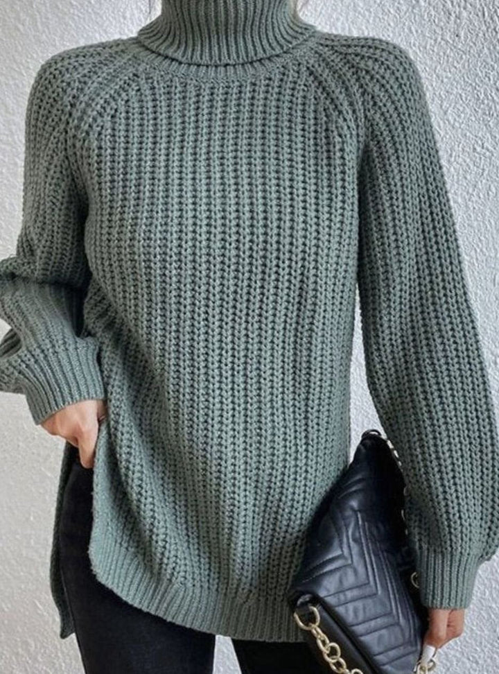 Dam oversize polokrage stickad tröja med lös passform