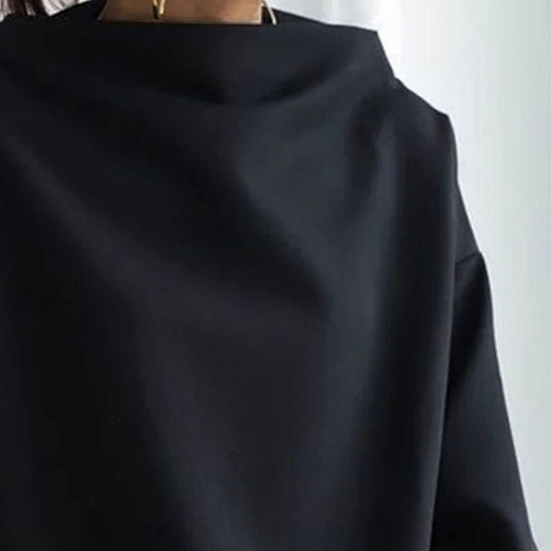 Dam oversize stickad topp med hög krage långärmad