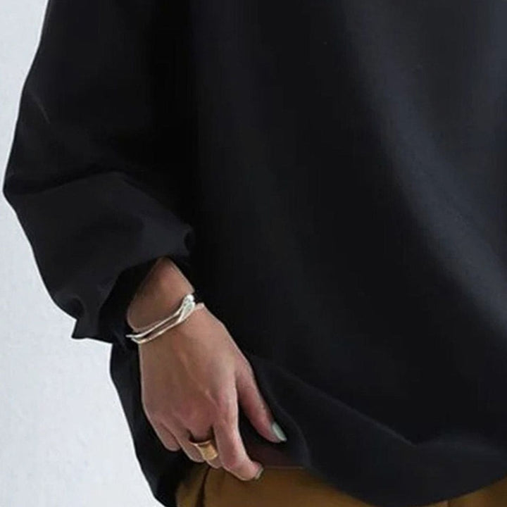 Dam oversize stickad topp med hög krage långärmad