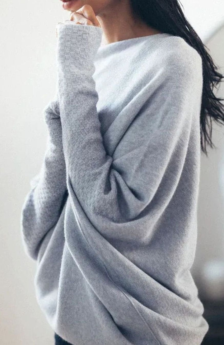 Dam tröja med asymmetrisk draperad design mjuk lös