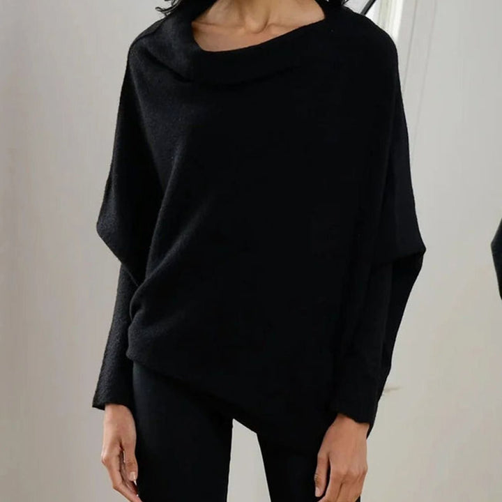 Dam tröja med asymmetrisk draperad design mjuk lös