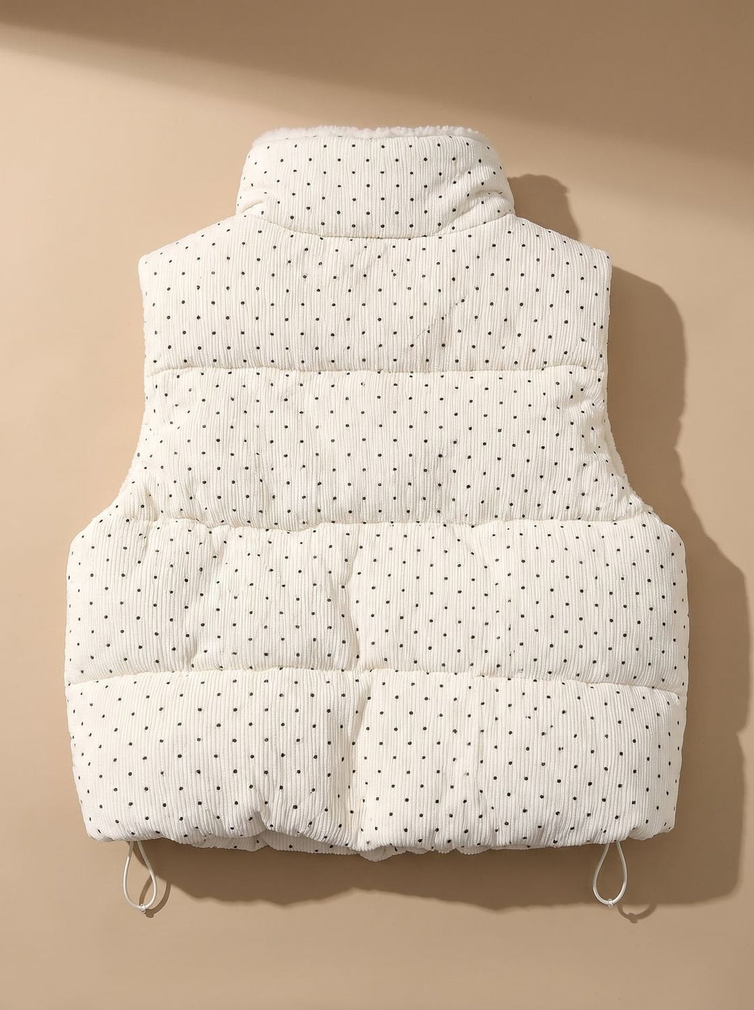 Dam quiltad väst med teddy foder och stående krage prick prickar väst