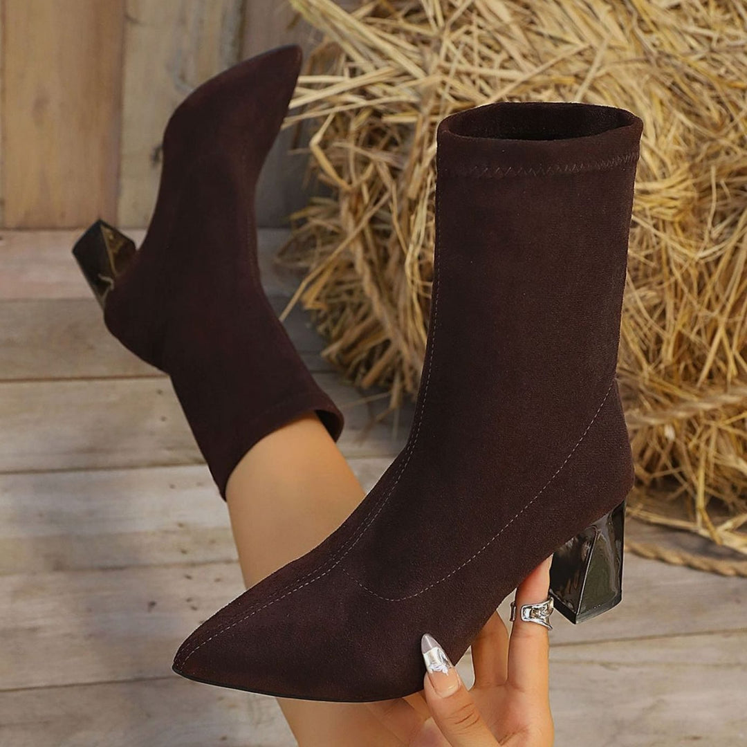 Dam ankelboots mocka blockklack vadderad innersula