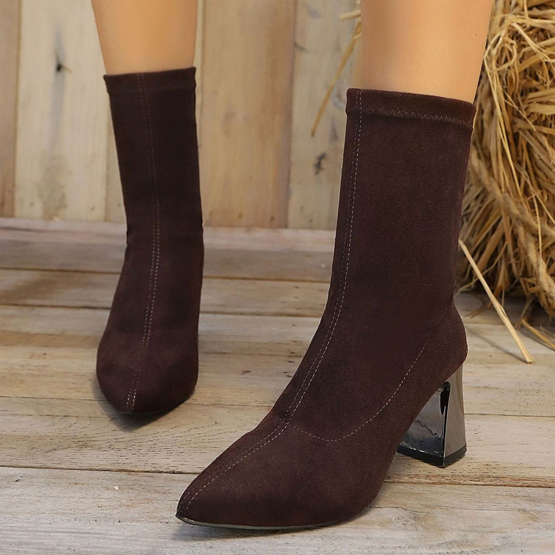 Dam ankelboots mocka blockklack vadderad innersula