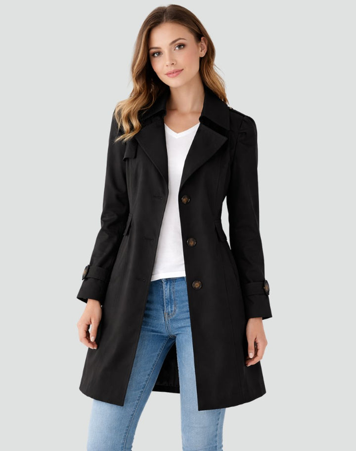 Dam skräddad klassisk trenchcoat mid-längd kappa