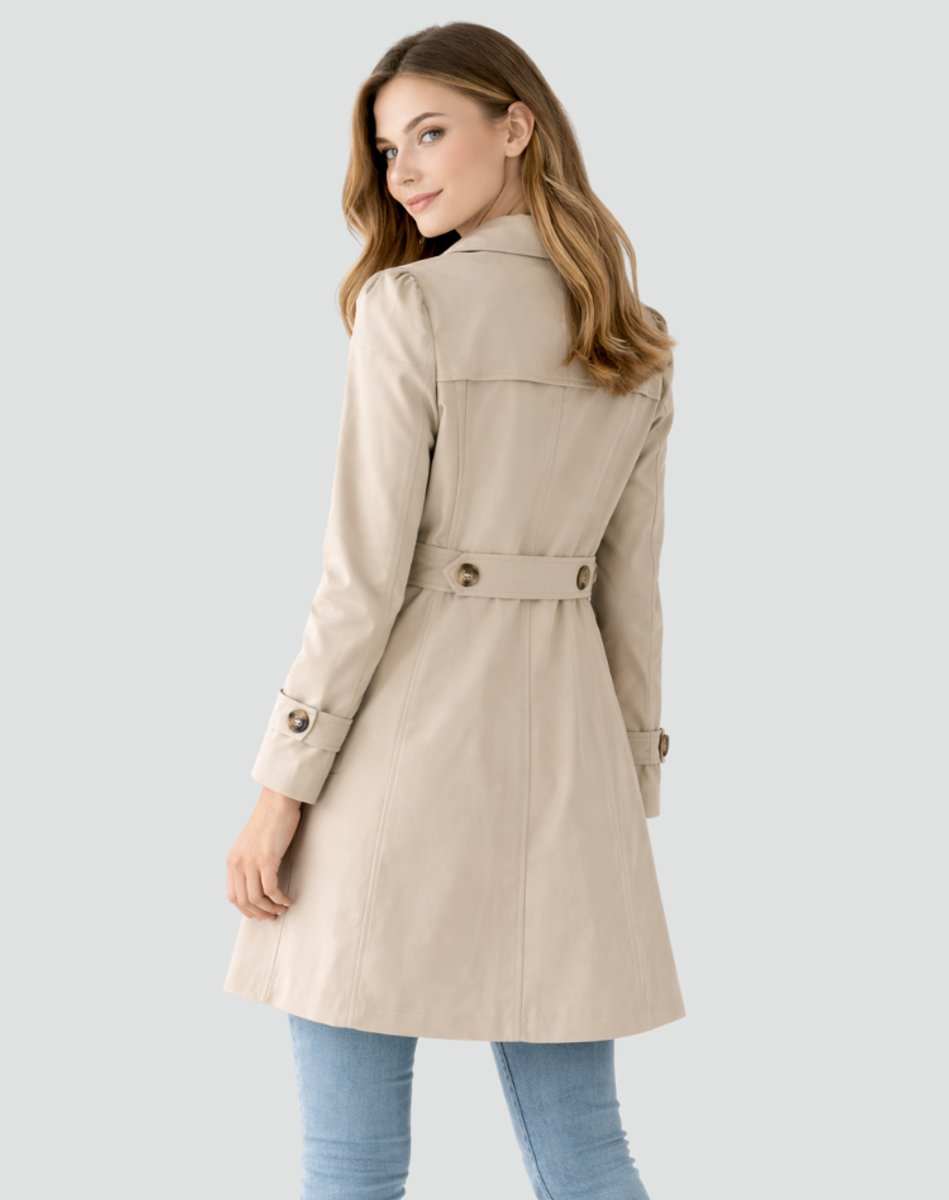 Dam skräddad klassisk trenchcoat mid-längd kappa