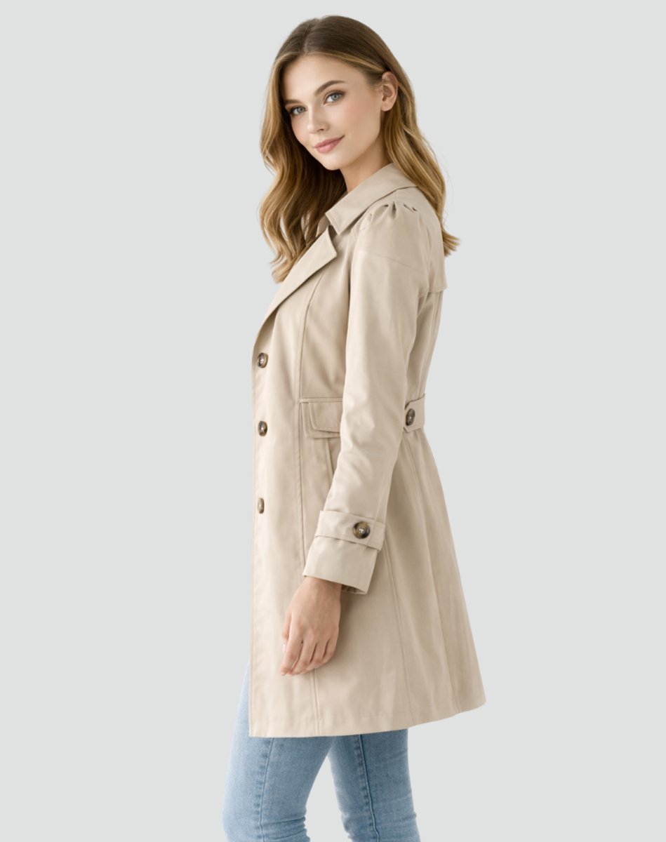 Dam skräddad klassisk trenchcoat mid-längd kappa