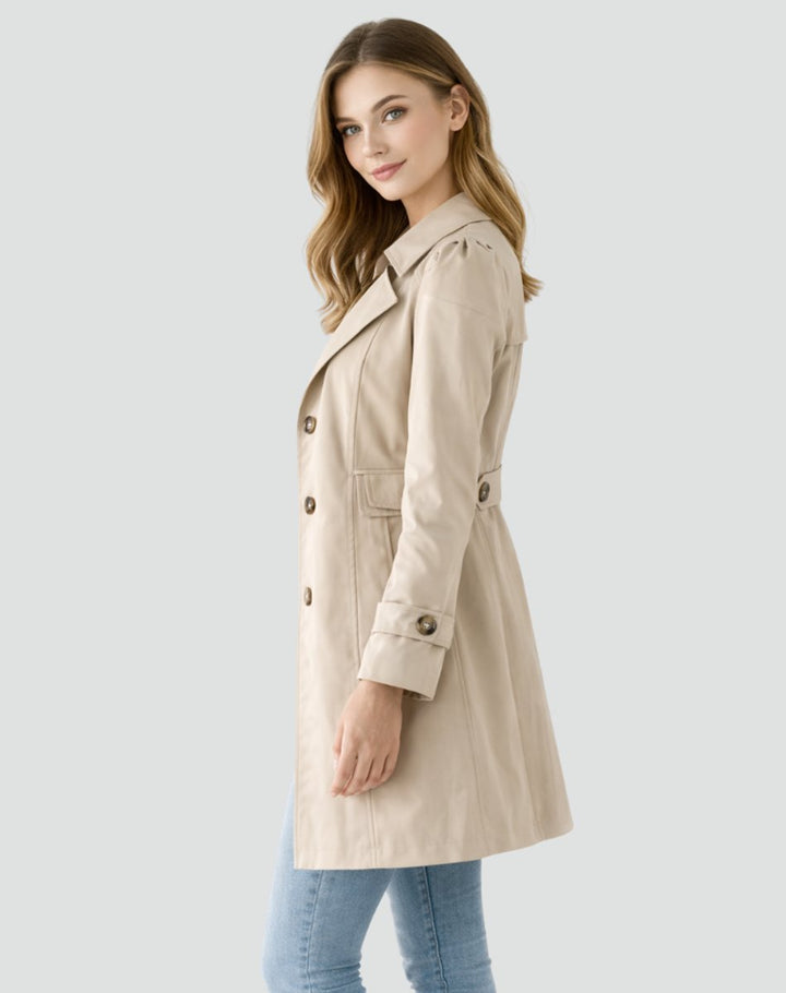 Dam skräddad klassisk trenchcoat mid-längd kappa