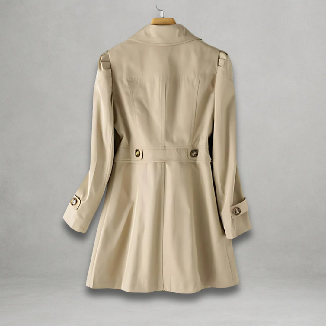 Dam trenchcoat elegant enkelknäppt bomull-nylon kappa