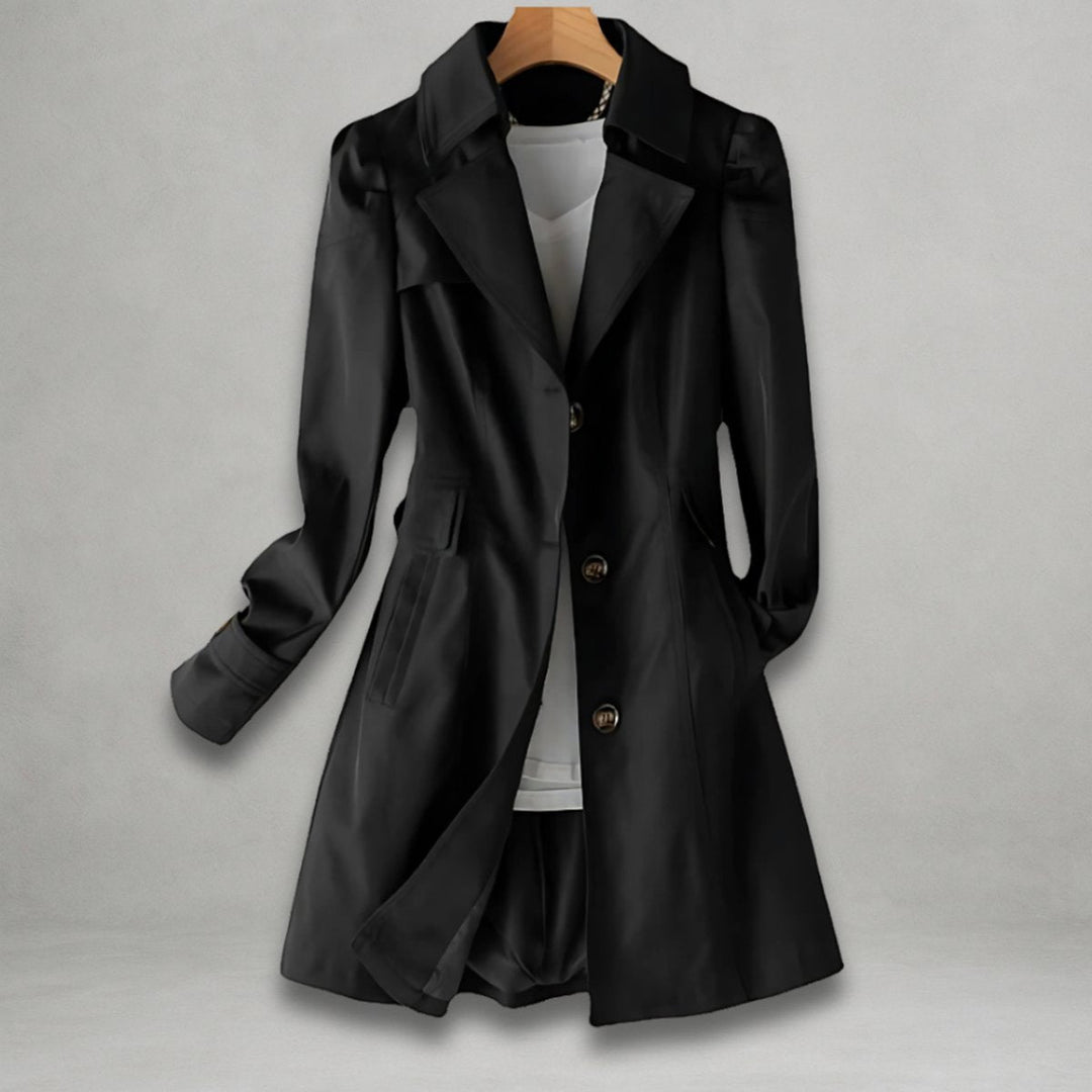 Dam trenchcoat elegant enkelknäppt bomull-nylon kappa