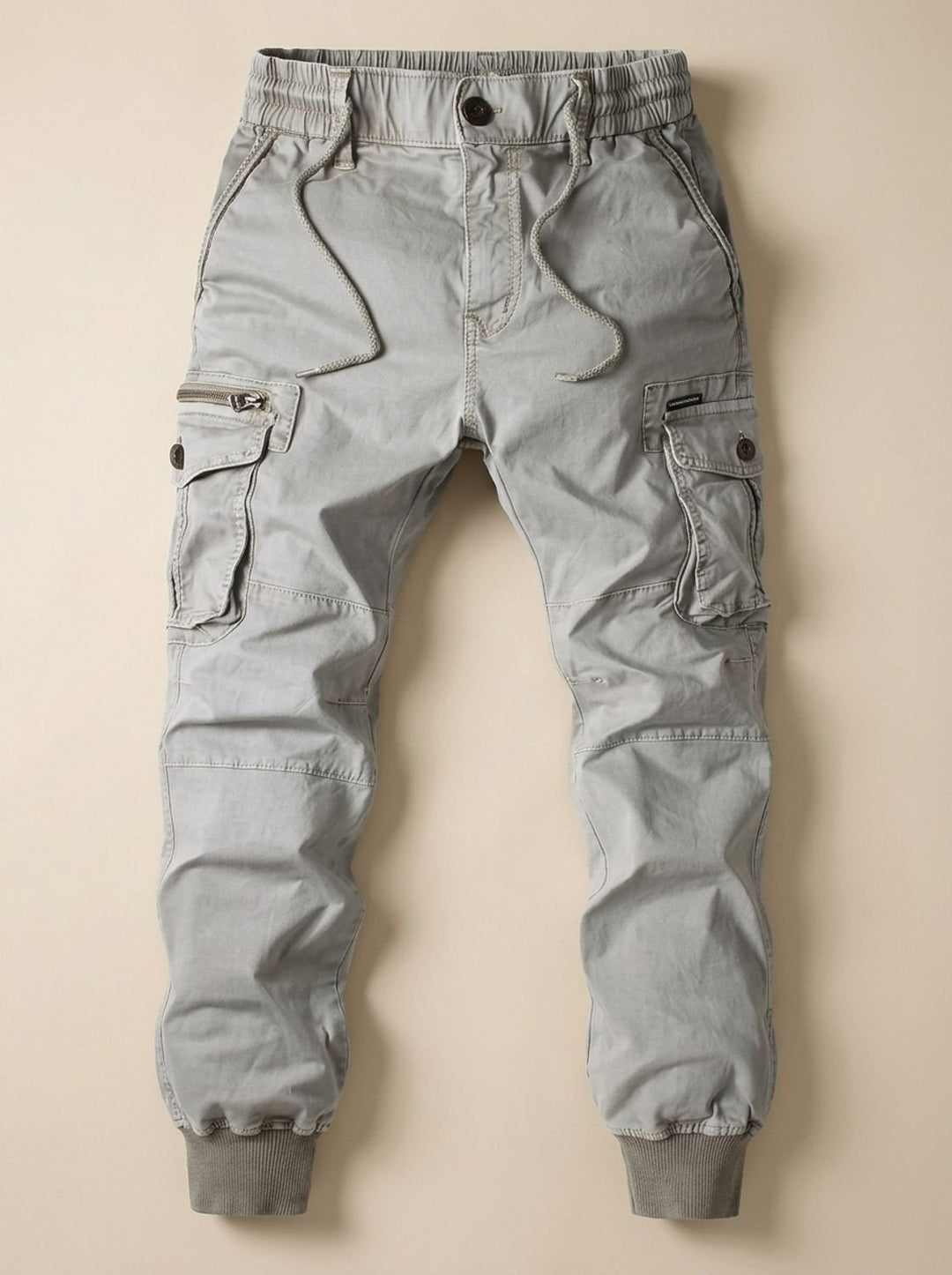 Herr cargo joggingbyxor med cargofickor och elastisk midja