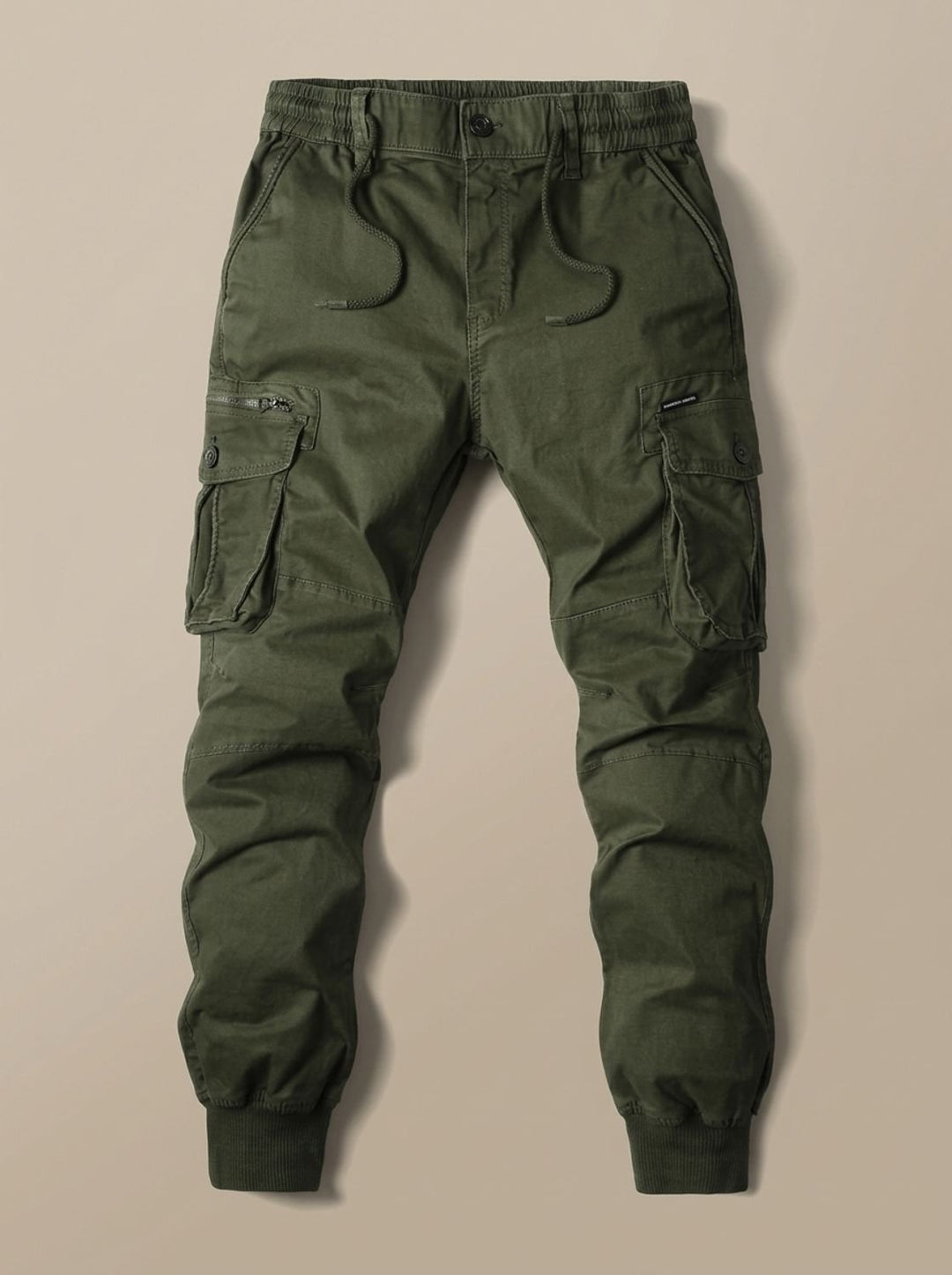 Herr cargo joggingbyxor med cargofickor och elastisk midja