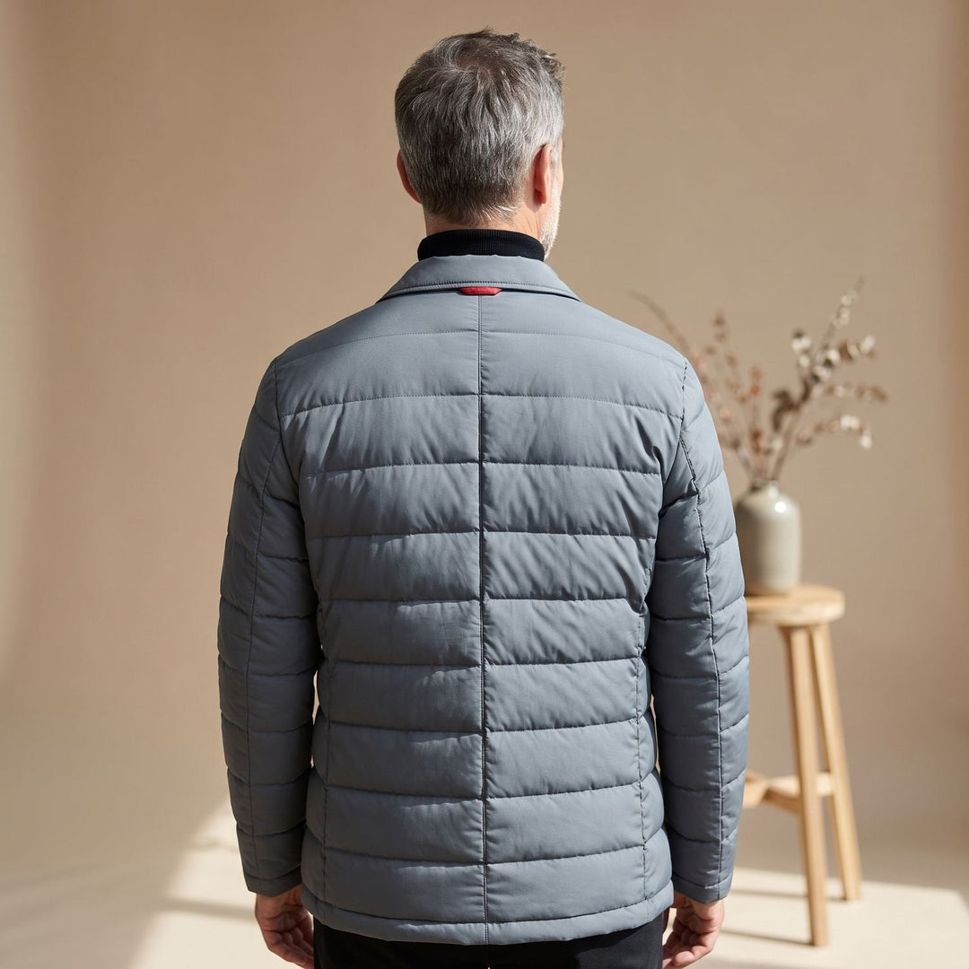 Herr smal passform quiltad kavaj-stil jacka med dun vaddering