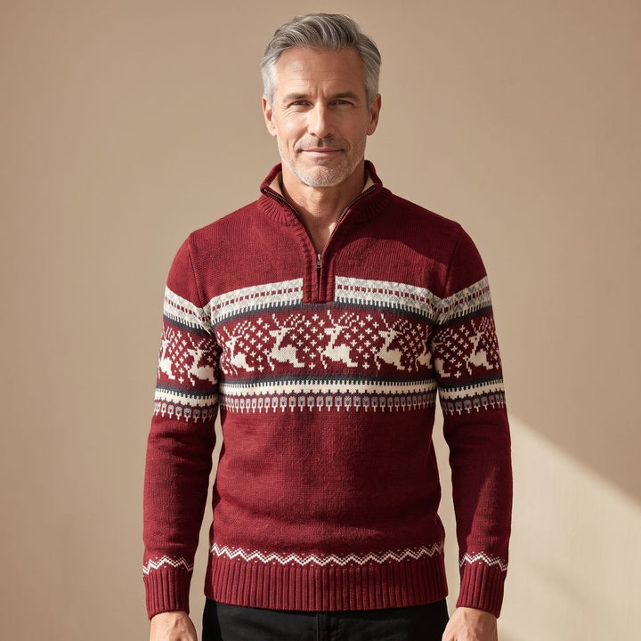 Herr tröja med kort dragkedja stickad tröja halv dragkedja vinter design