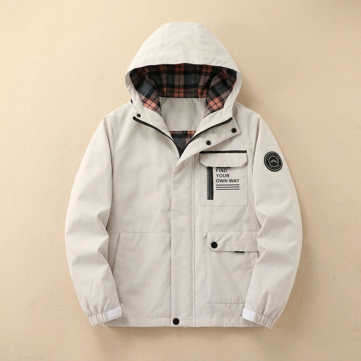 Herr vattentät vindtät jacka med huva med fleecefoder