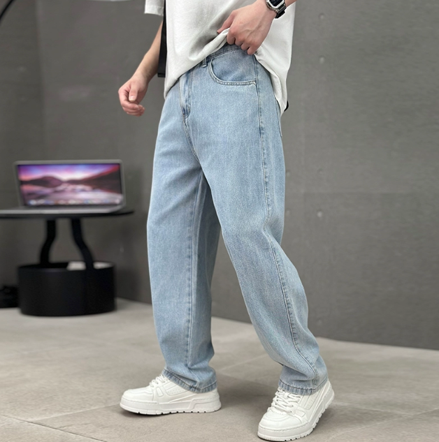 Herr vår jeans med lös passform och rak skärning