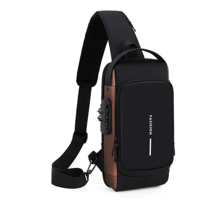 Multifunktionell herr crossbody-väska vattenresistent med USB port