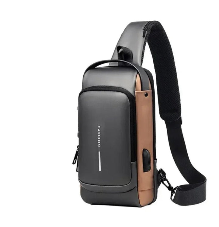 Multifunktionell herr crossbody-väska vattenresistent med USB port