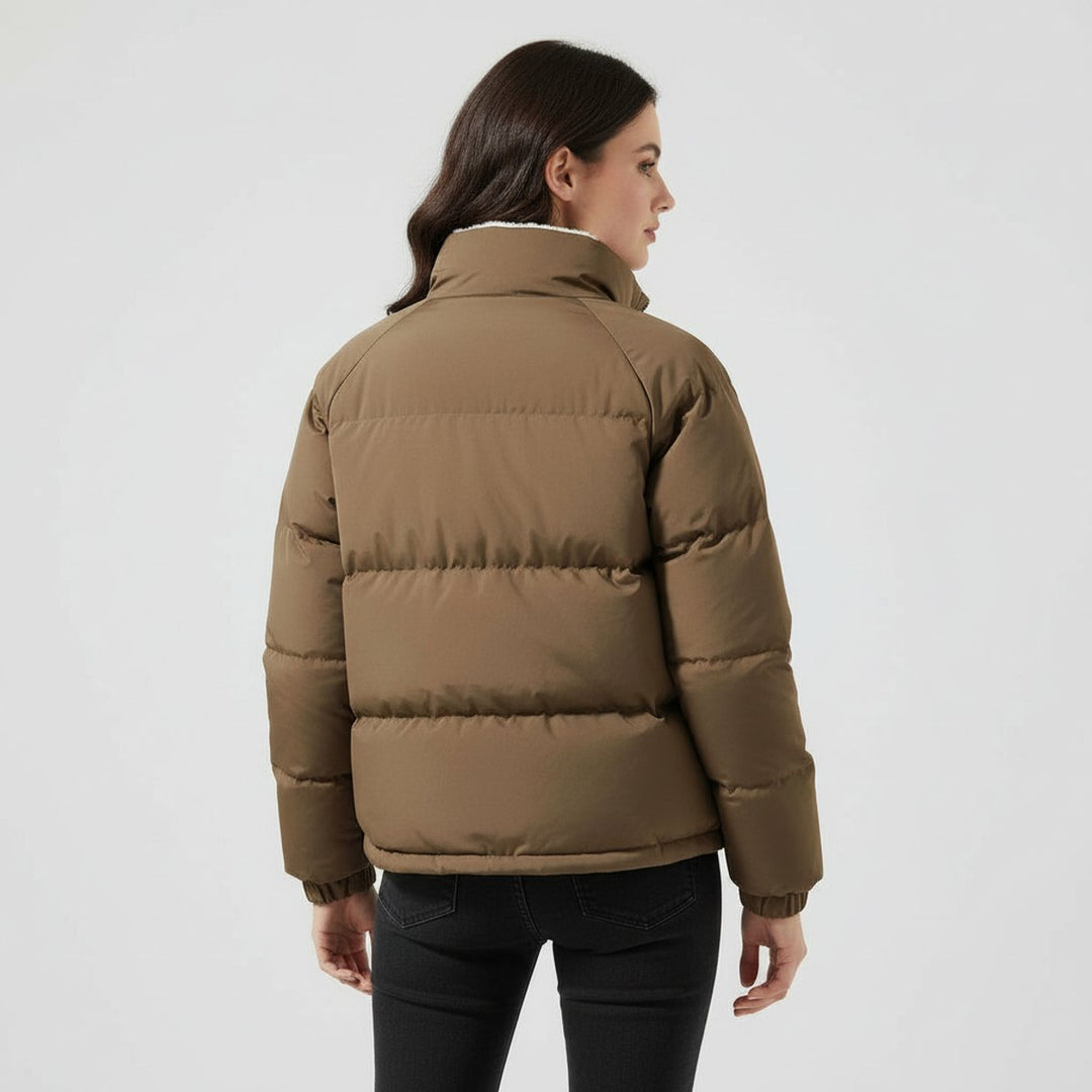 Dam vinterjacka fleece-fodrad med huva dunlook-jacka